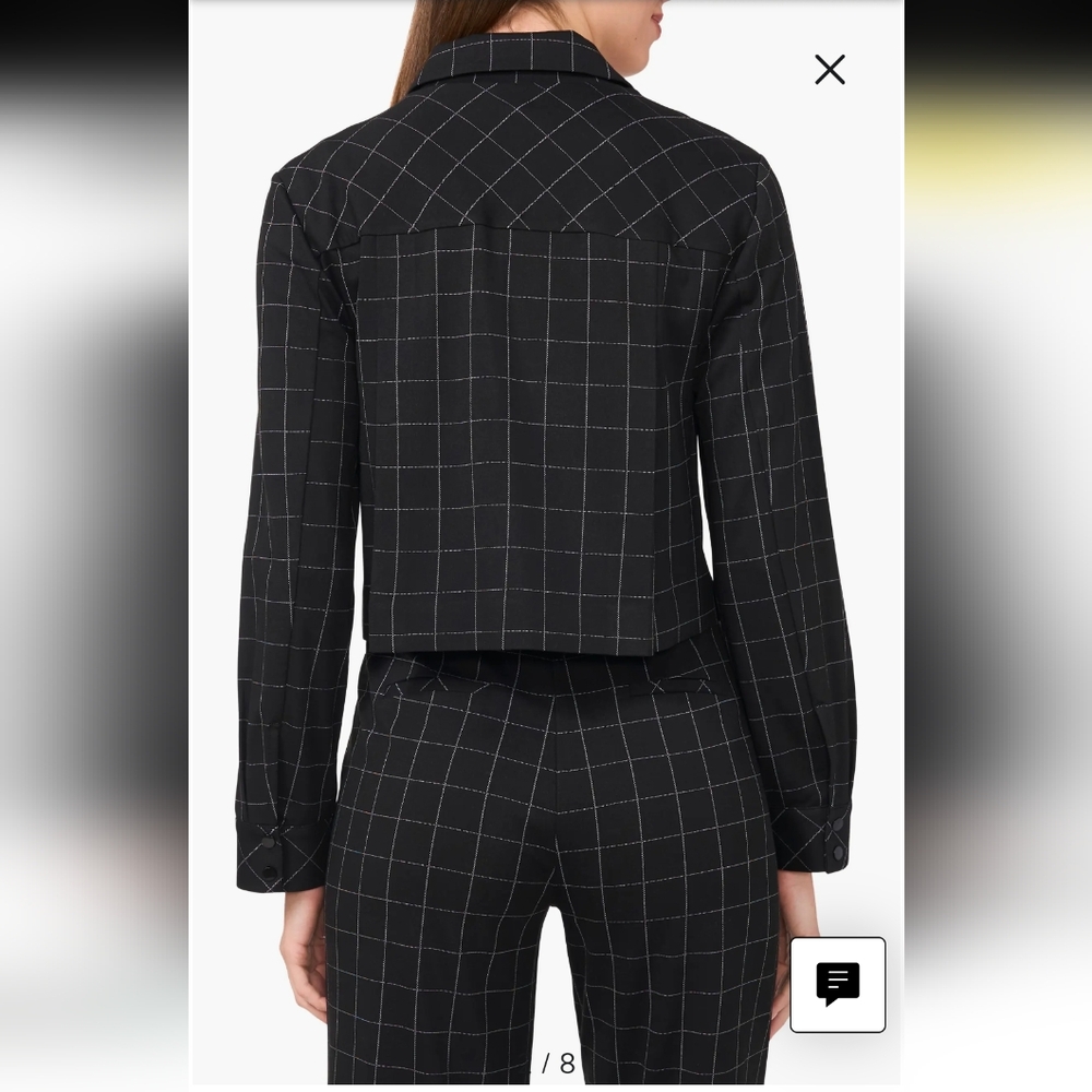 Windowpane Check Crop Zip-Up Jacket - image 2